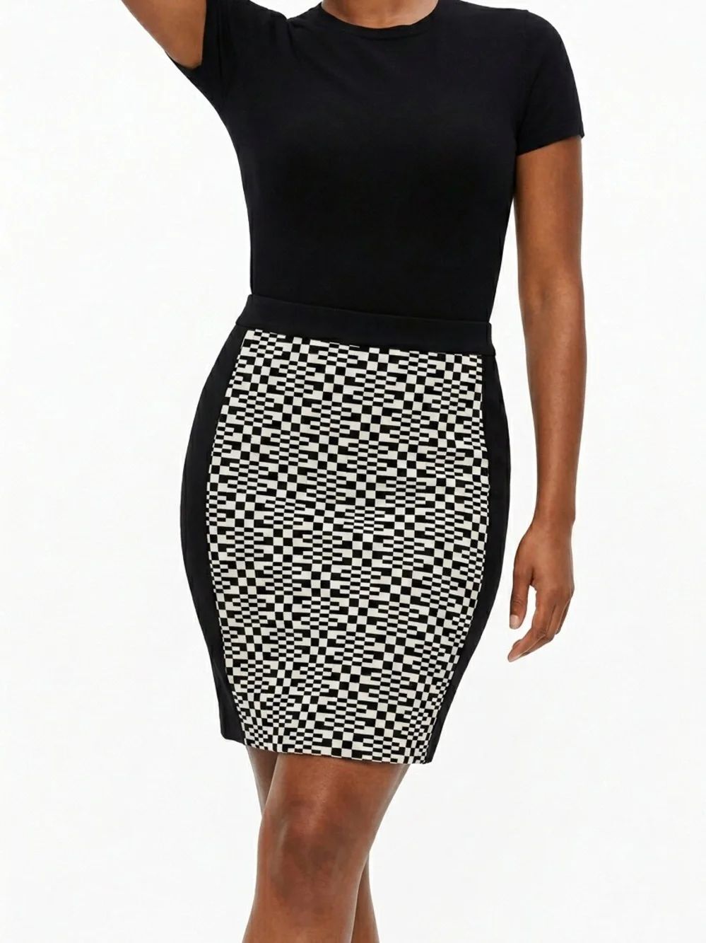 TRINA TURK | Black & White Geometric Panel Pencil Skirt Women’s Size 8